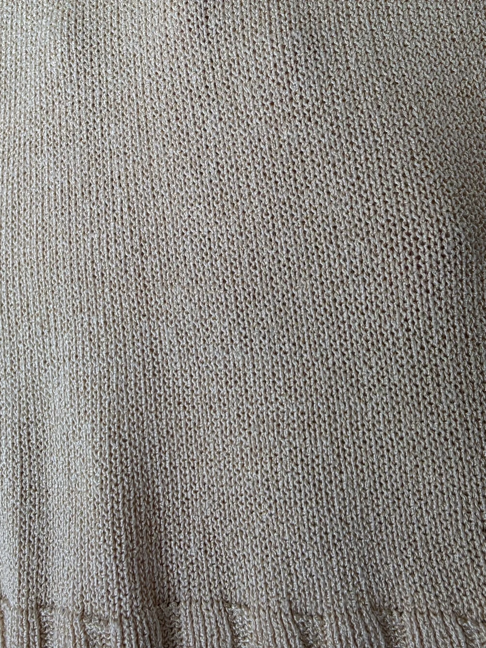 Ann Taylor LOFT Beige Knit Sweater Ruffle Hem Size S Soft Lightweight